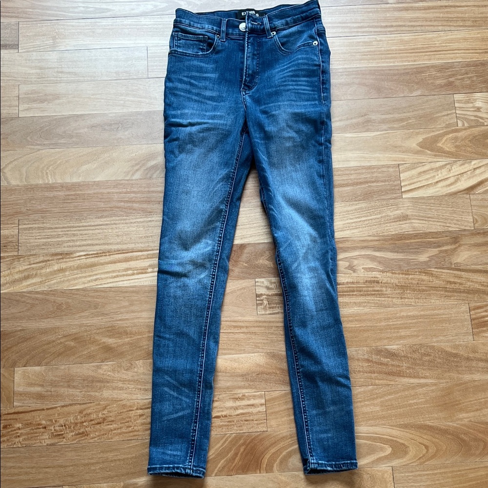 Express Dark Blue Women's High Rise Skinny Jeans